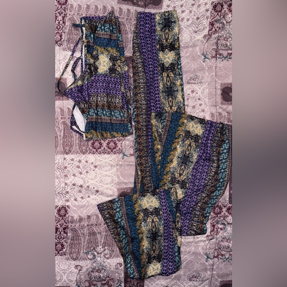 Bohemian Purple and Blue Two-Piece Set